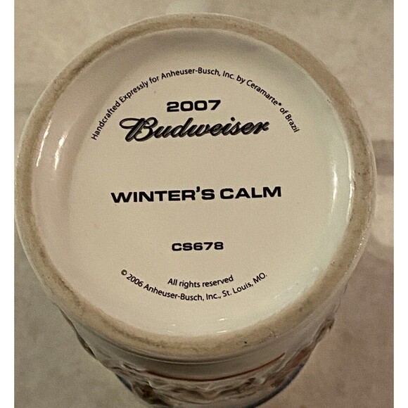 2007 Budweiser WINTER'S CALM ~Holiday Beer Stein ~ Clydesdale Collectible No Box - Picture 4 of 7